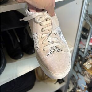 Women's Chanel Cream Lace-Up Sneakers